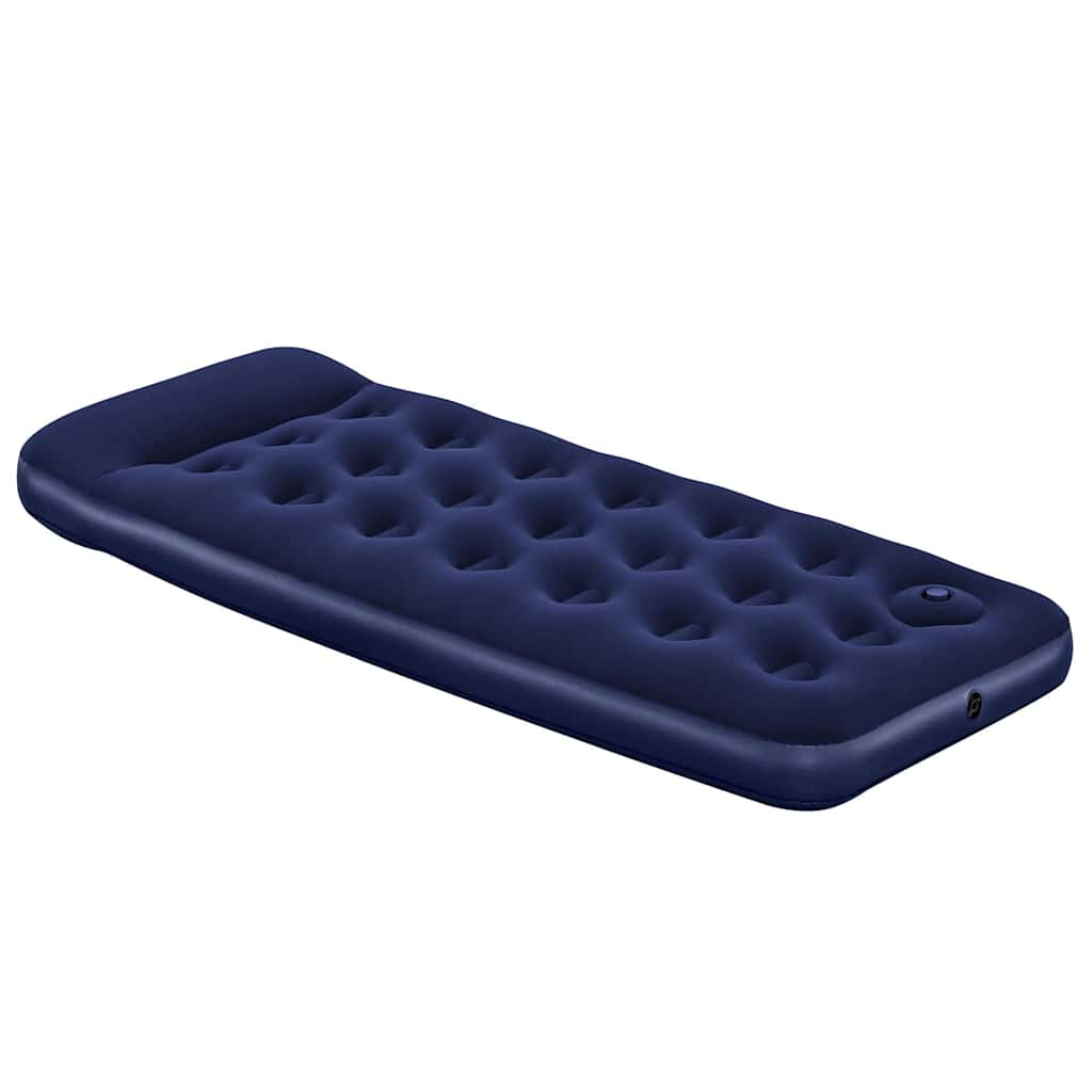 Oppblåsbar flokket luftseng med innebygd pumpe 185x76x22 cm