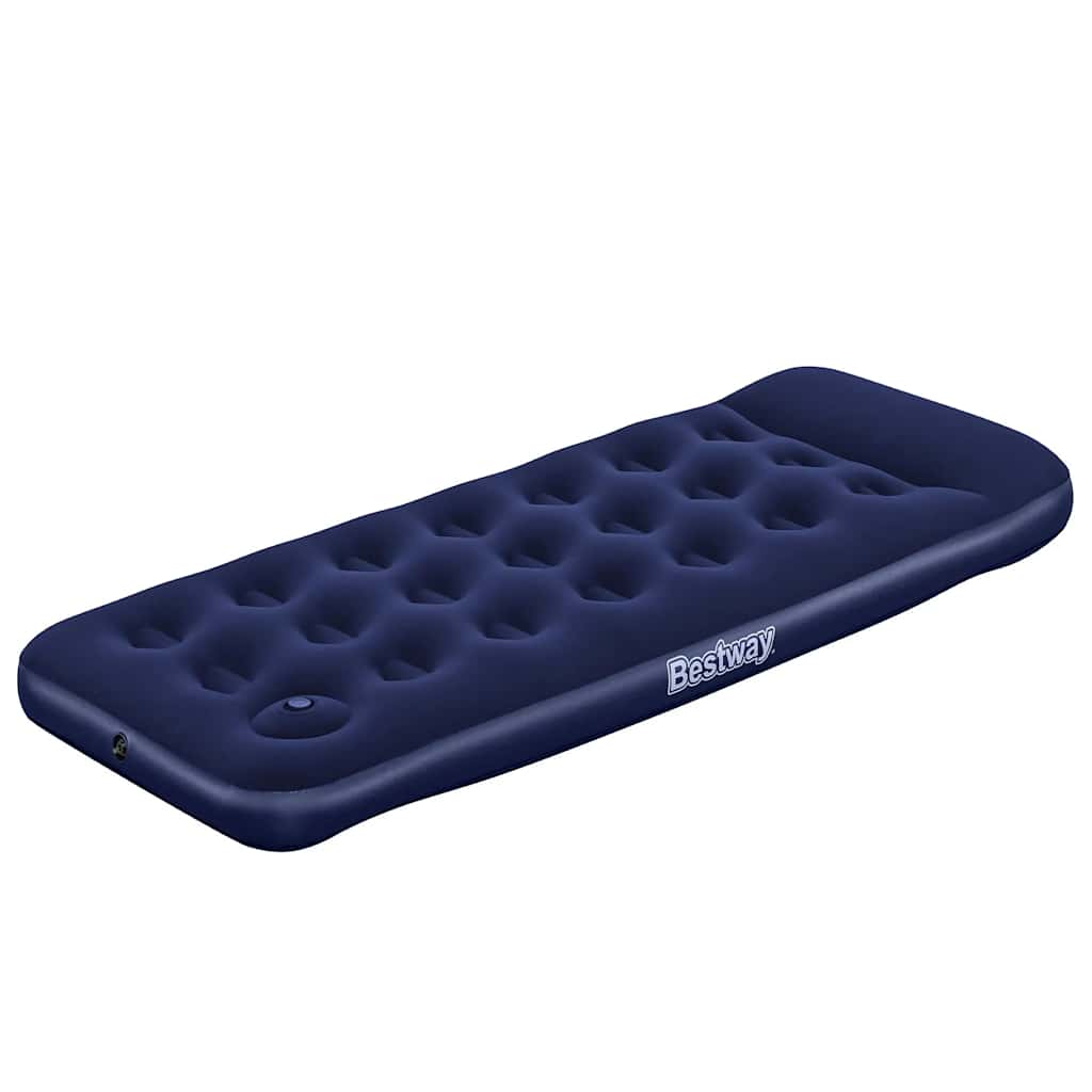 Oppblåsbar flokket luftseng med innebygd pumpe 185x76x22 cm