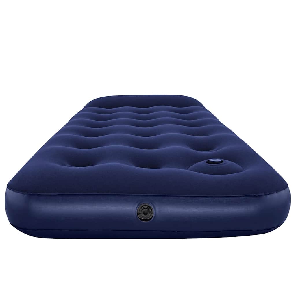 Oppblåsbar flokket luftseng med innebygd pumpe 185x76x22 cm