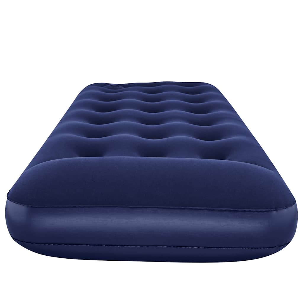 Oppblåsbar flokket luftseng med innebygd pumpe 185x76x22 cm