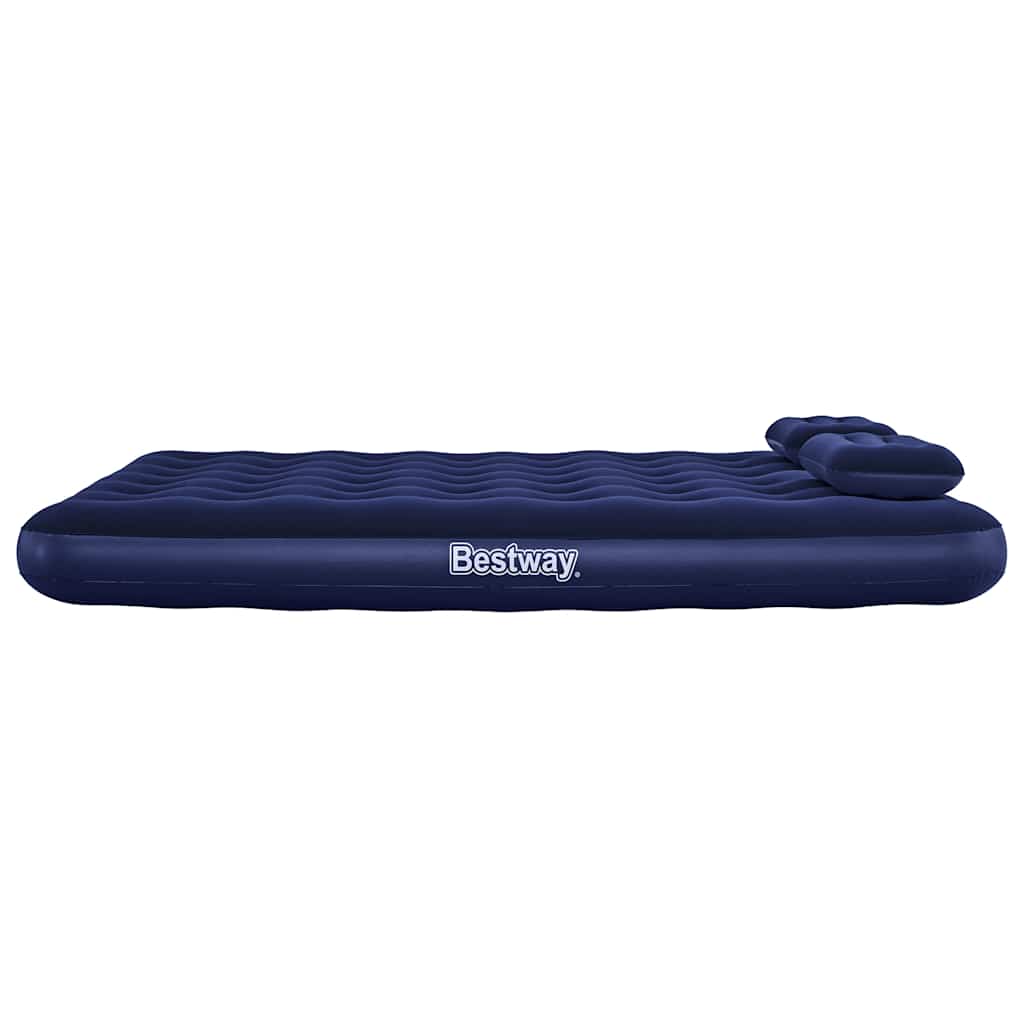 Oppblåsbar flokket luftseng pute luftpumpe 203x152x22cm 67374