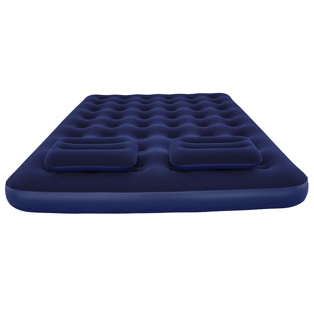 Oppblåsbar flokket luftseng pute luftpumpe 203x152x22cm 67374
