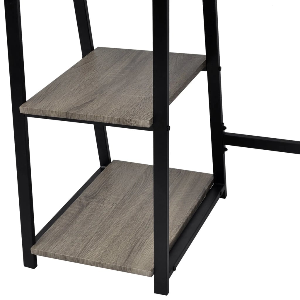 Skrivebord med 2 hyller grå og eik