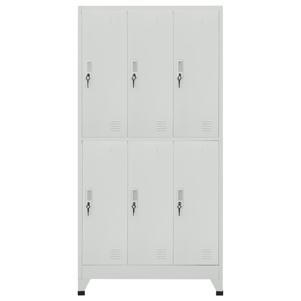 Garderobeskap med 6 rom stål 90x45x180 cm grå