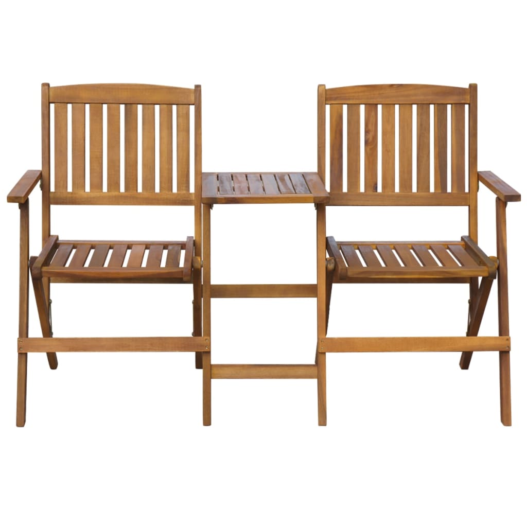 Sammenleggbar hagebenk med tebord 140 cm heltre akasie