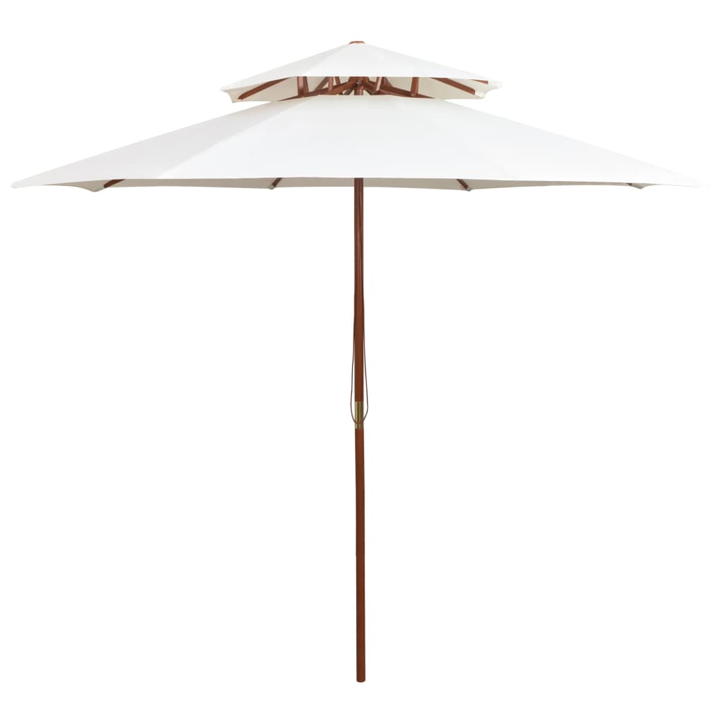 Parasoll med lufteluke 270x270 cm trestang kremhvit
