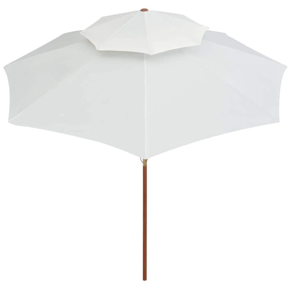 Parasoll med lufteluke 270x270 cm trestang kremhvit