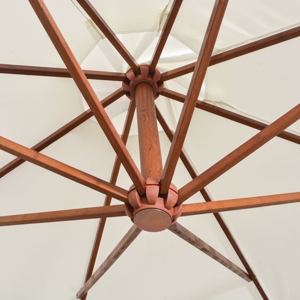 Hengeparasoll 350 cm trestang hvit vidaXL