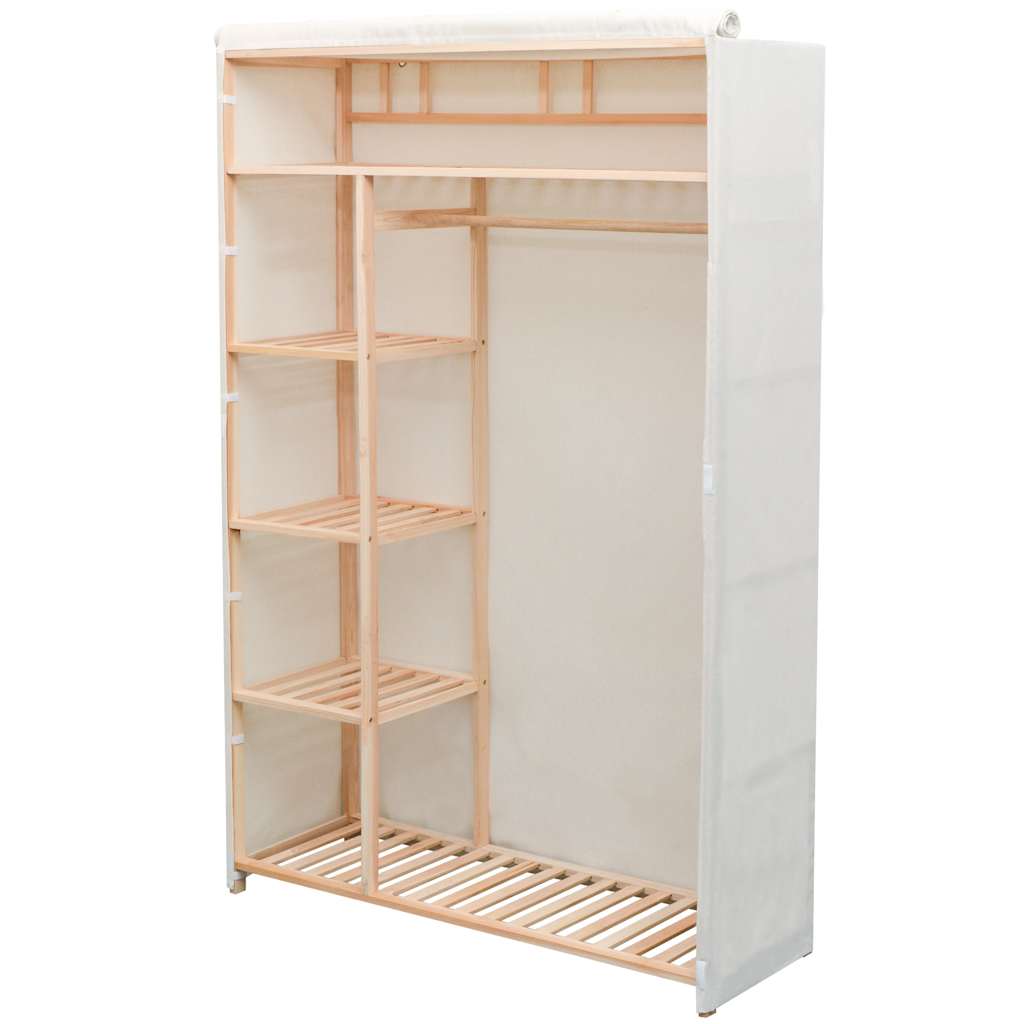 Garderobeskap i stoff og furu 110x40x170 cm vidaXL
