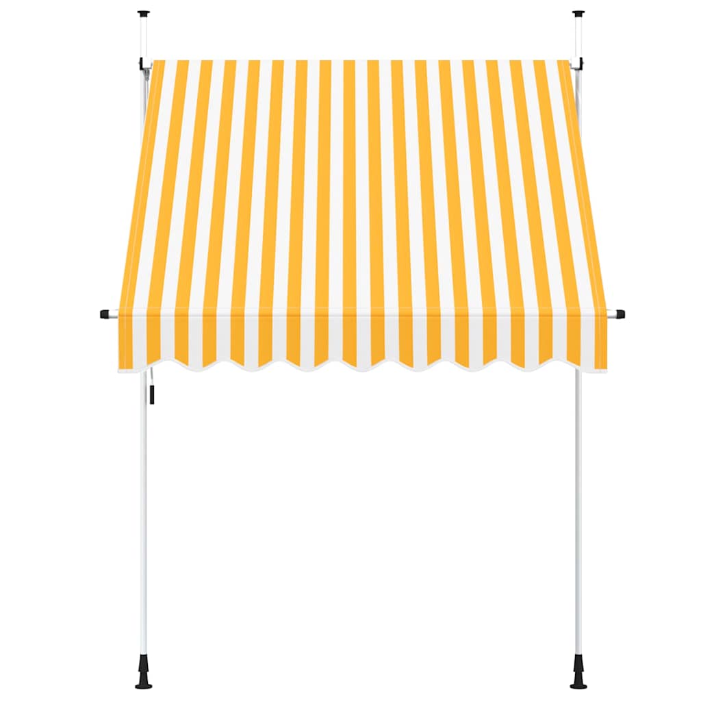 Manuell uttrekkbar markise 200 cm oransje og hvite striper vidaXL