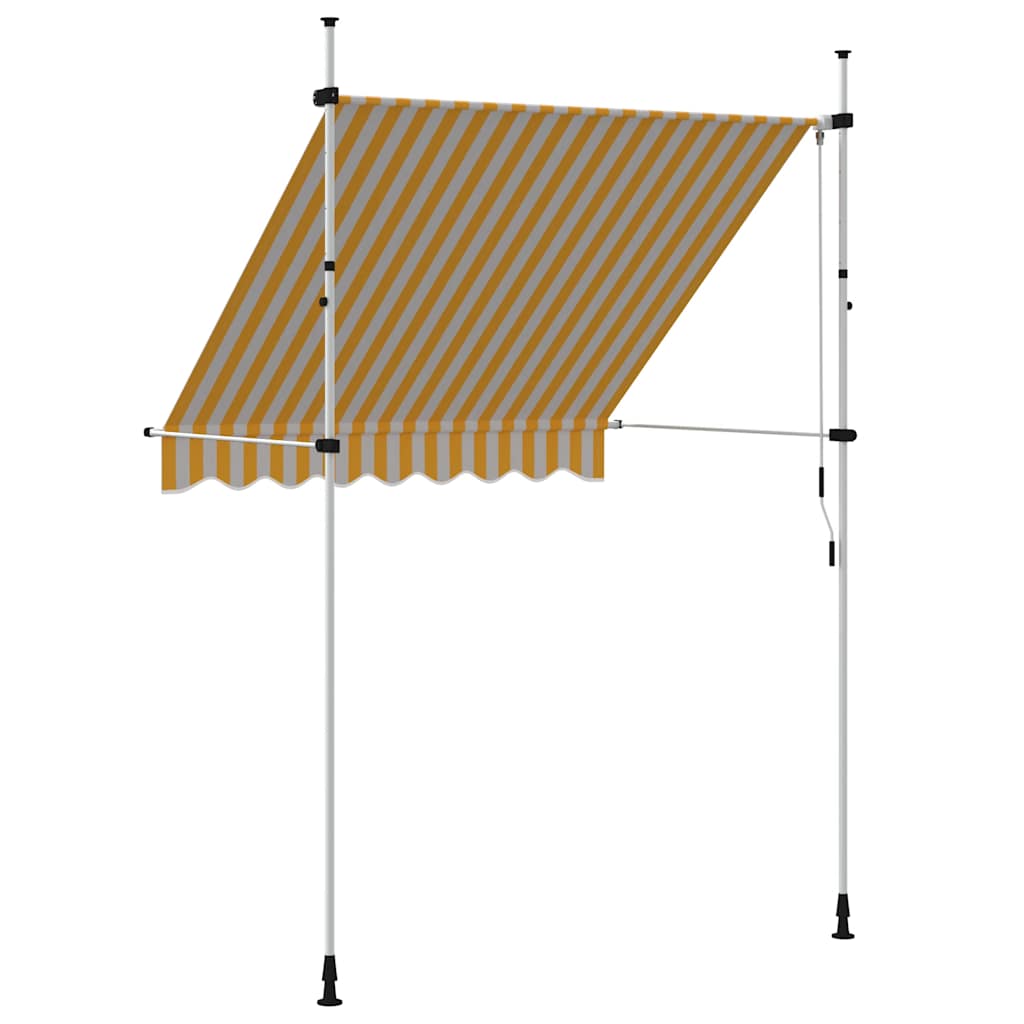 Manuell uttrekkbar markise 200 cm oransje og hvite striper vidaXL