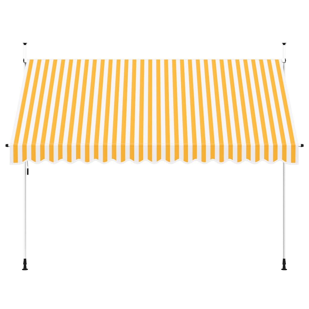 Manuell uttrekkbar markise 350 cm oransje og hvite striper vidaXL