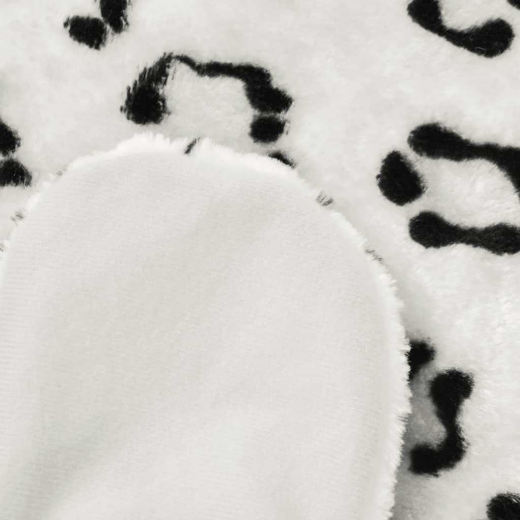 Leopardteppe plysj 139 cm hvit