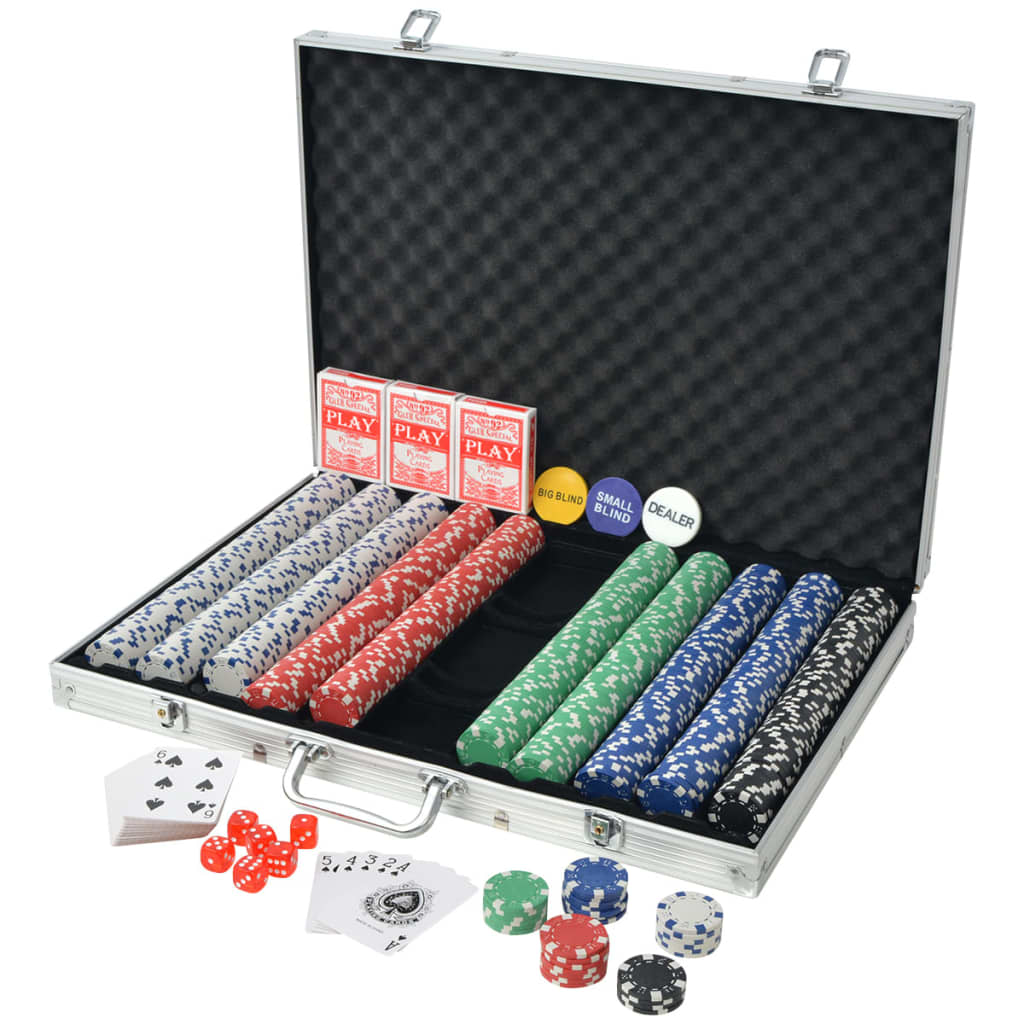 Pokersett med 1000 sjetonger aluminium vidaXL