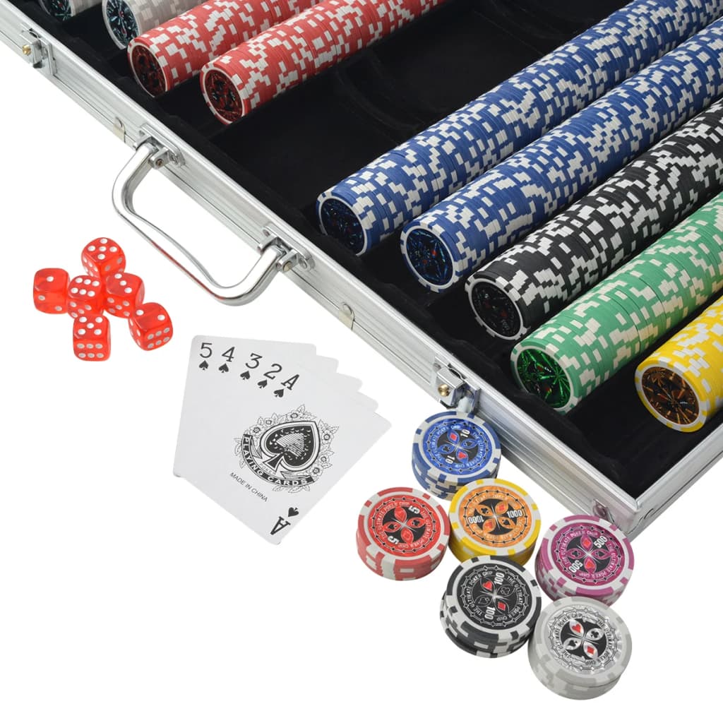 Pokersett med 1000 laser-sjetonger aluminium vidaXL