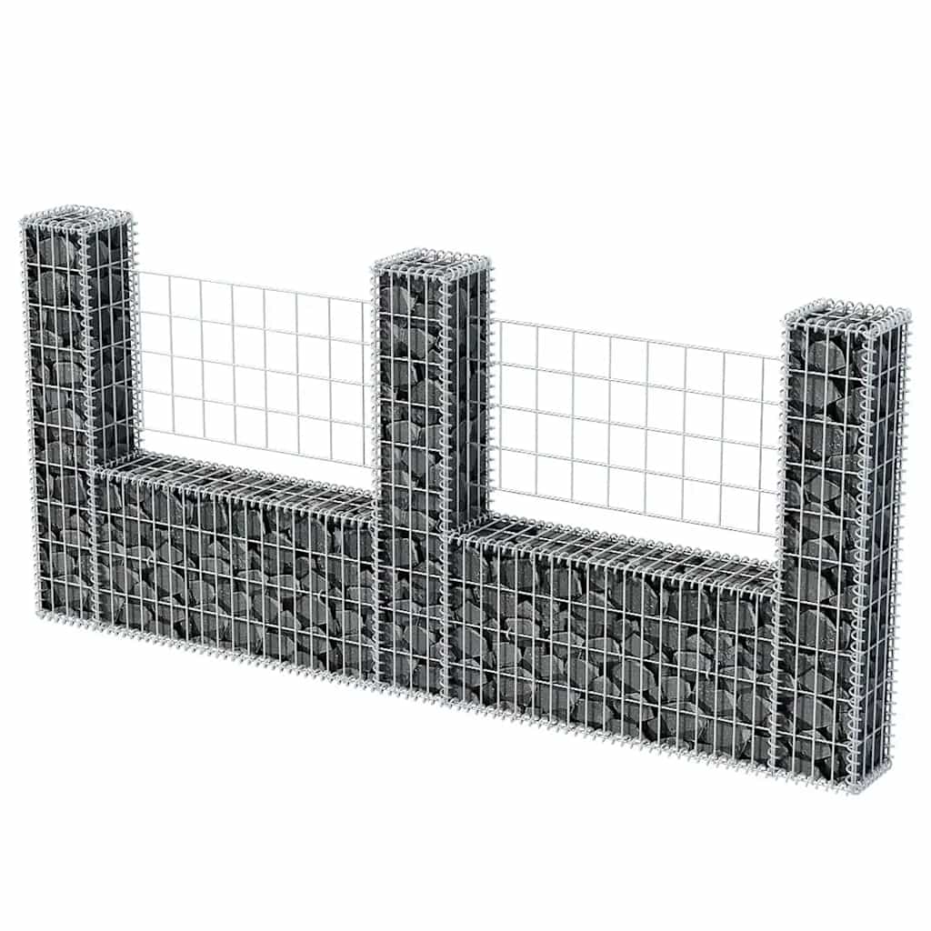 Gabionkurv u-form galvanisert stål 240x20x100 cm vidaXL