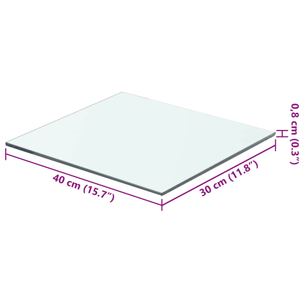 Hyllepanel klart glass 40x30 cm