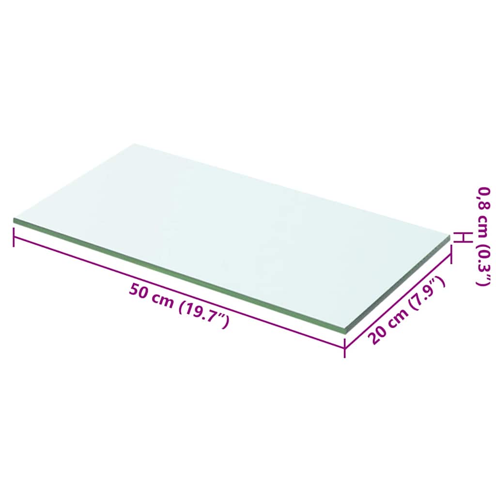 Hyllepanel klart glass 50x20 cm