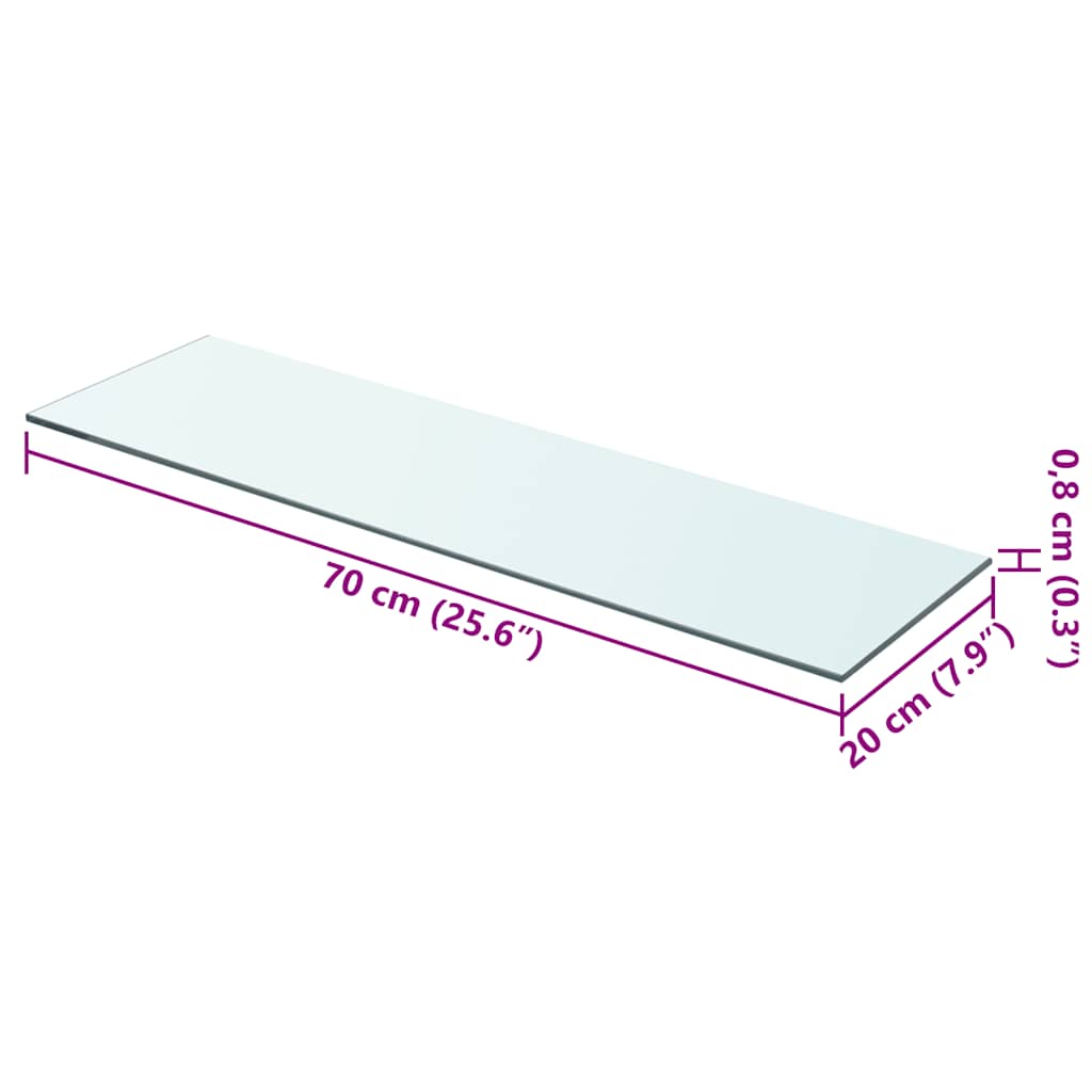 Hyllepanel klart glass 70x20 cm