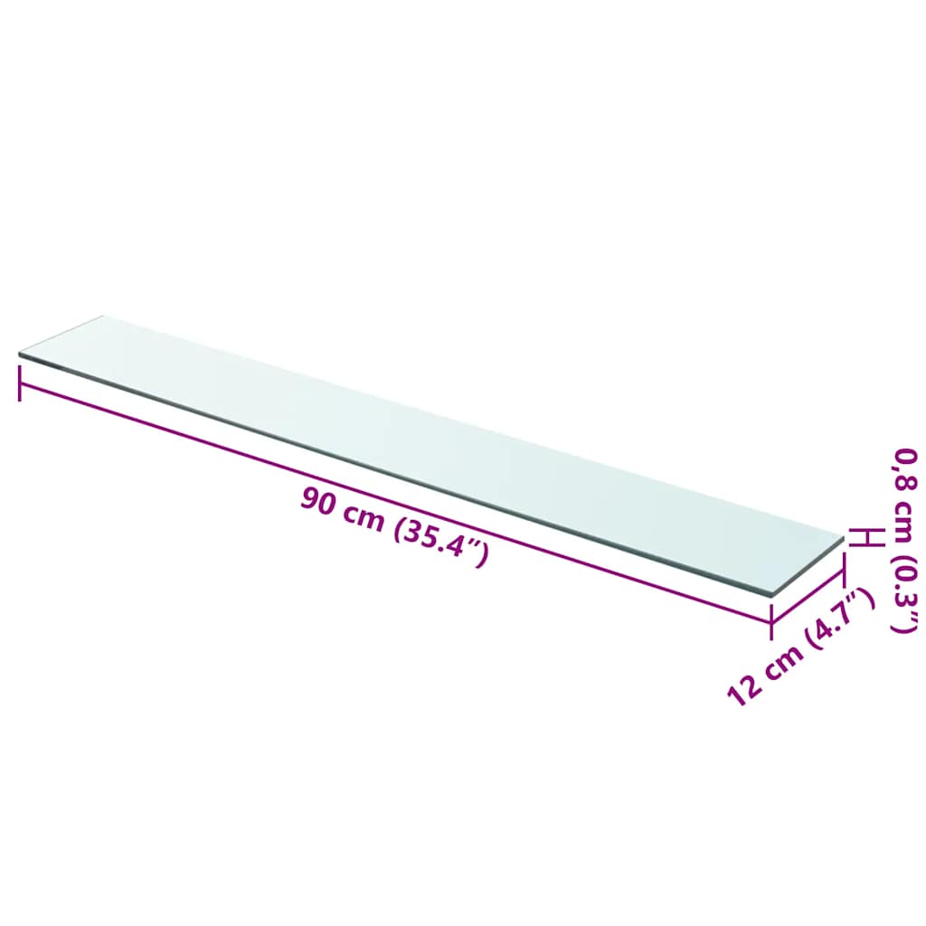 Hyllepanel klart glass 90x12 cm