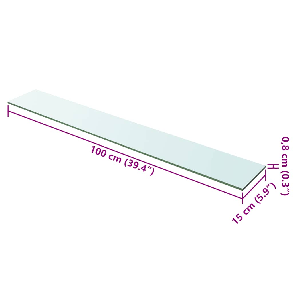 Hyllepanel klart glass 100x15 cm