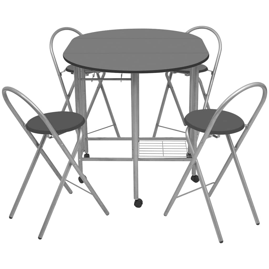 Sammenleggbart spisesett MDF svart