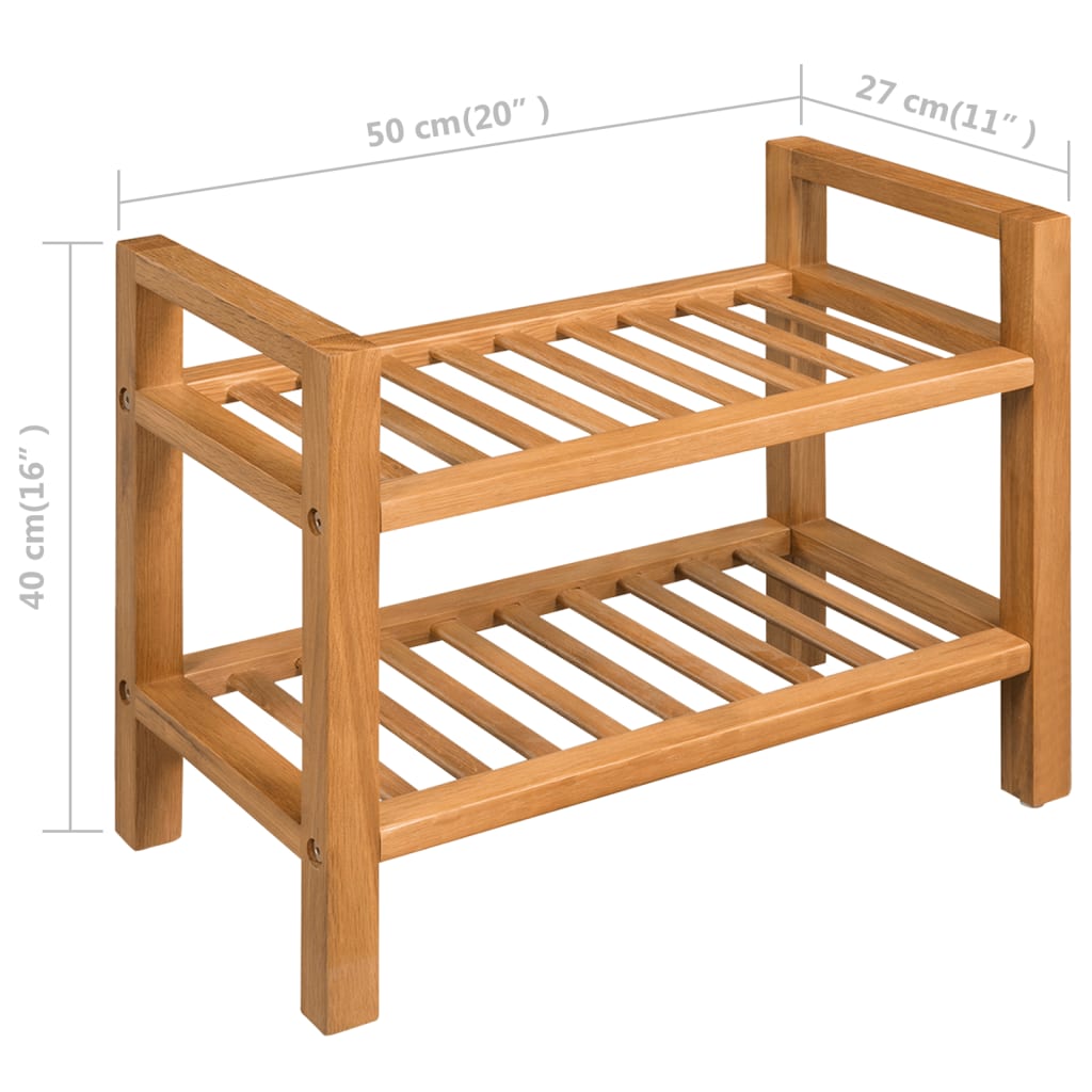 Skostativ med 2 hyller 50x27x40 cm heltre eik