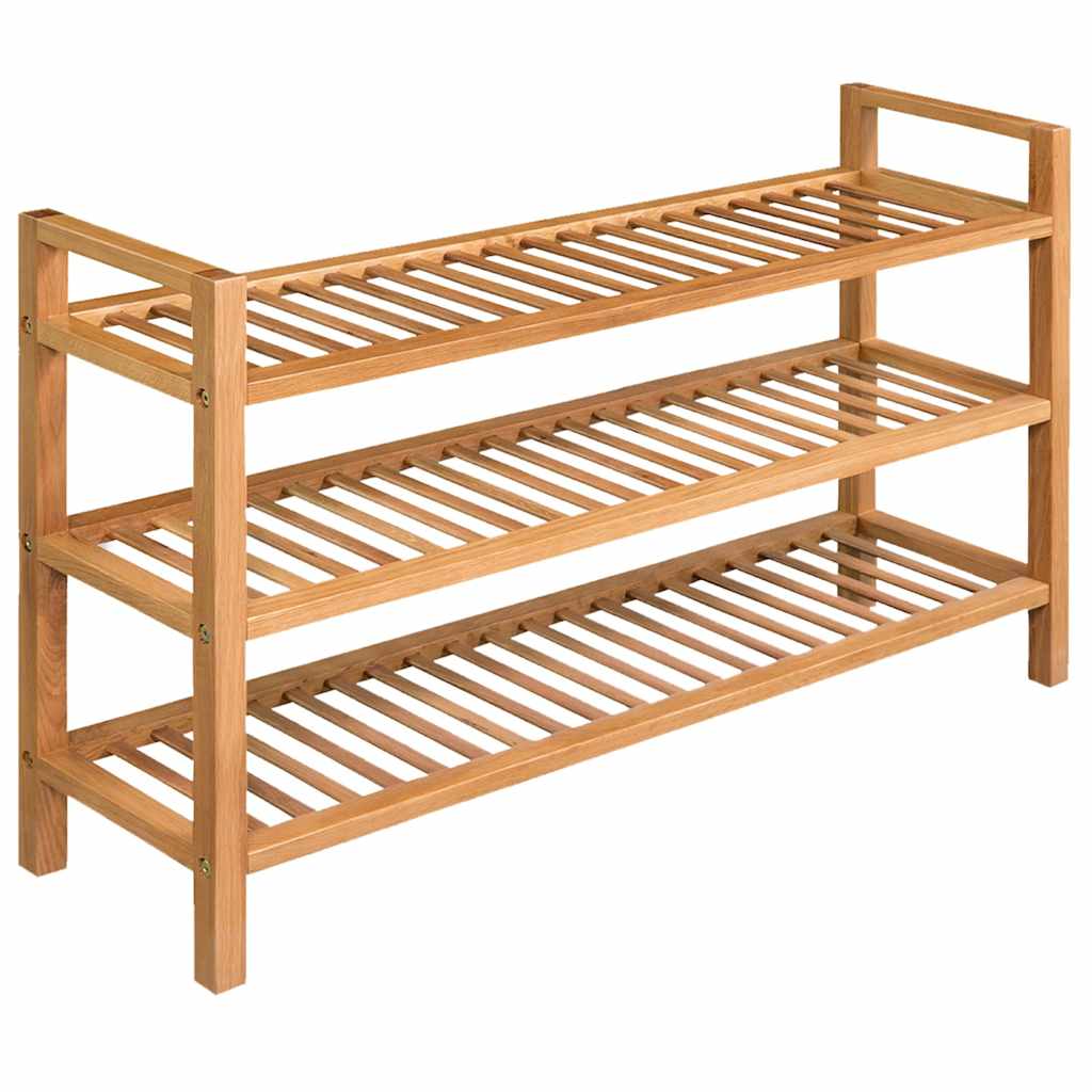 Skostativ med 3 hyller 100x27x60 cm heltre eik