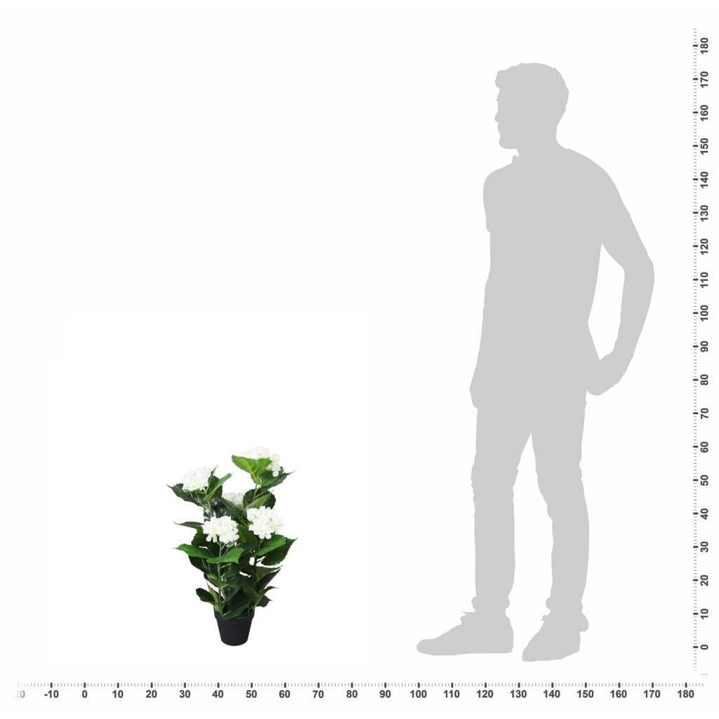 Kunstig hortensia med potte 60 cm hvit