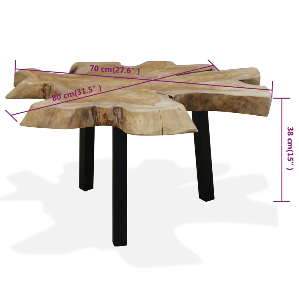 Salongbord ekte teak 80x70x38 cm
