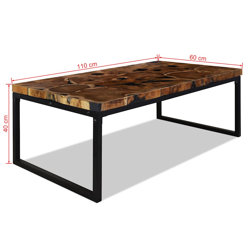 Salongbord teak harpiks 110x60x40 cm