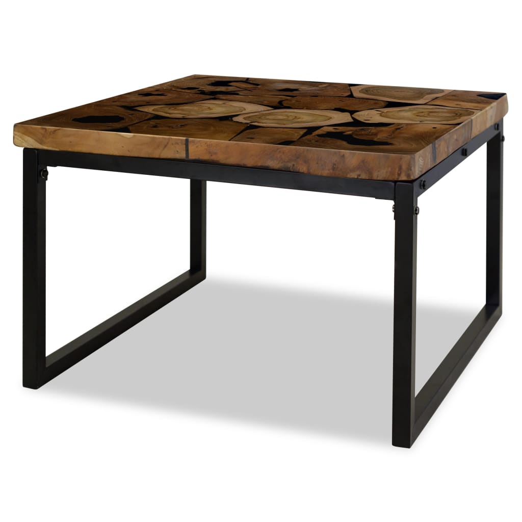 Salongbord teak harpiks 60x60x40 cm