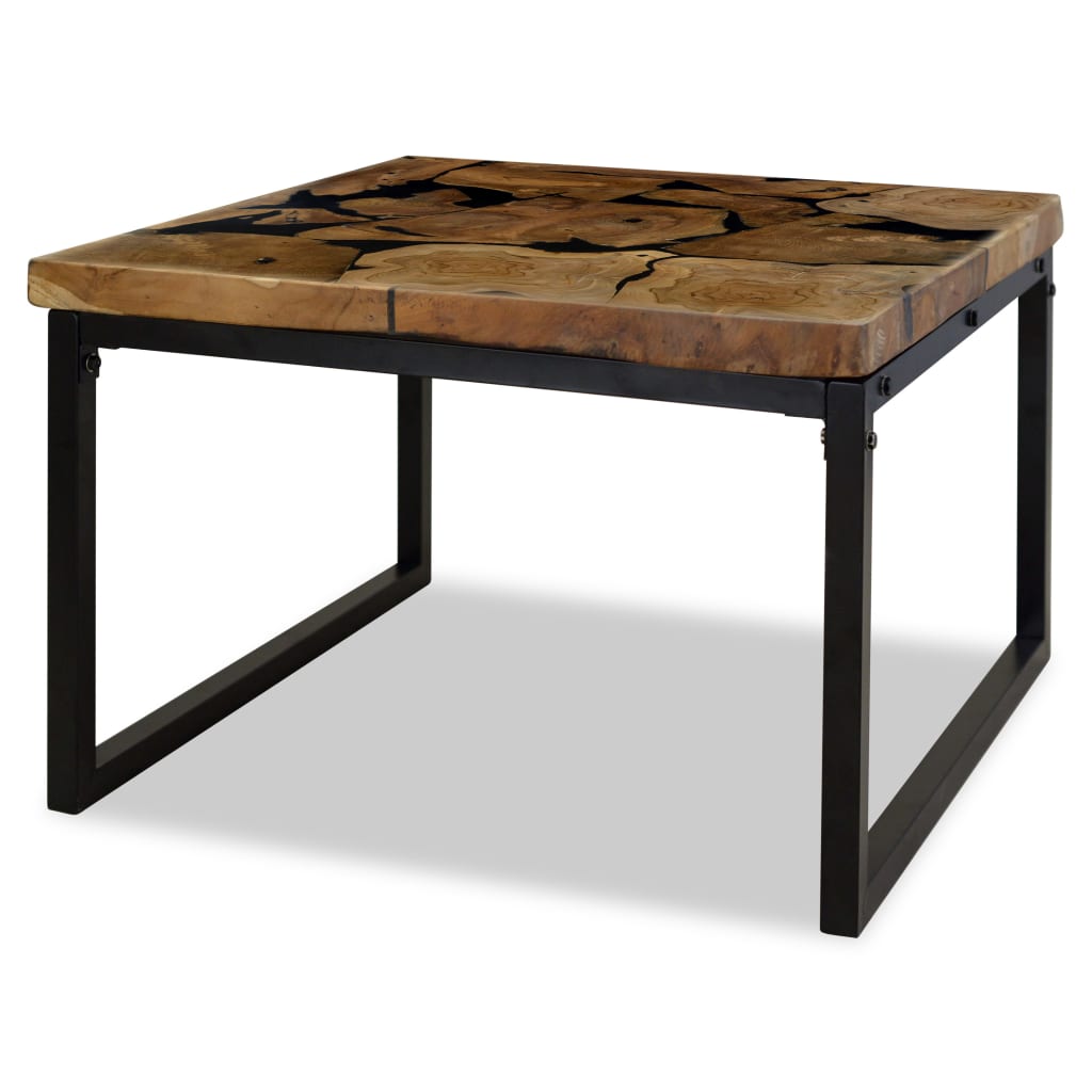 Salongbord teak harpiks 60x60x40 cm