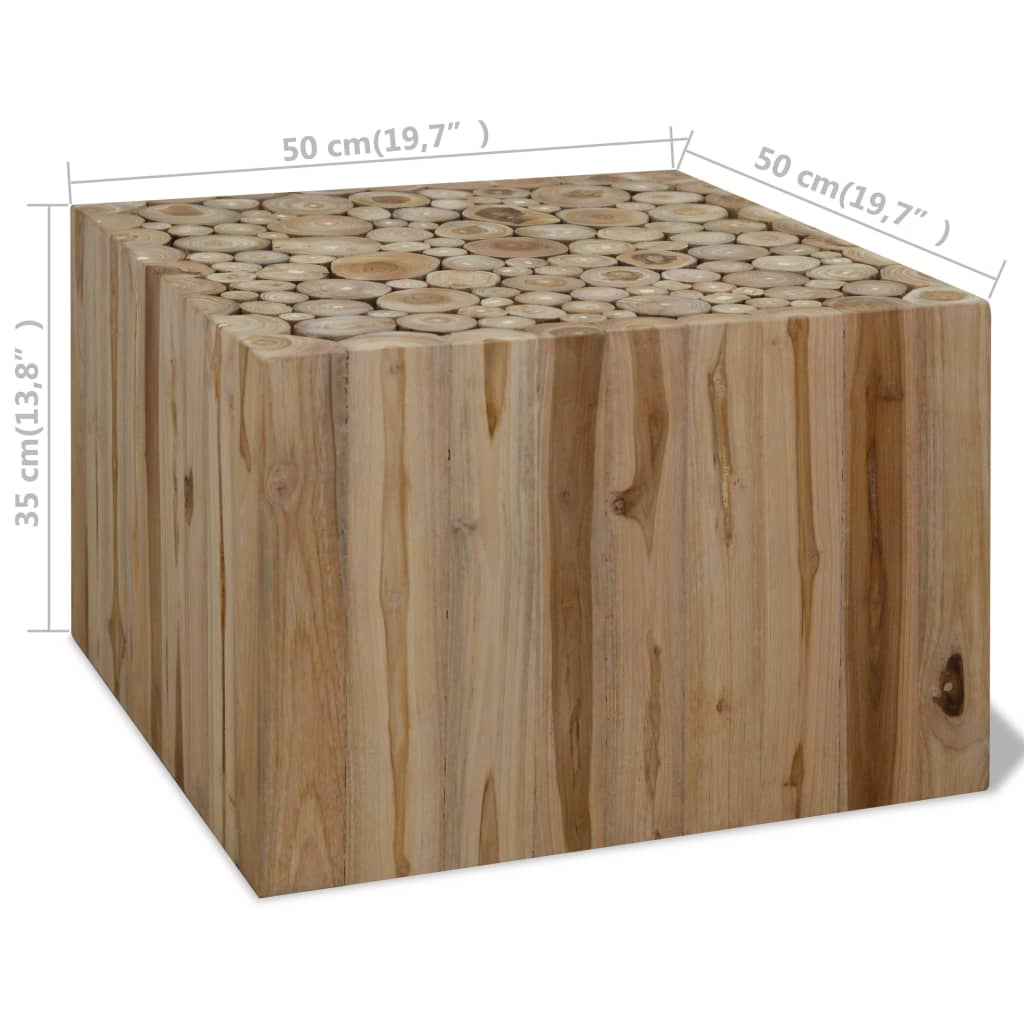 Salongbord ekte teak 50x50x35 cm
