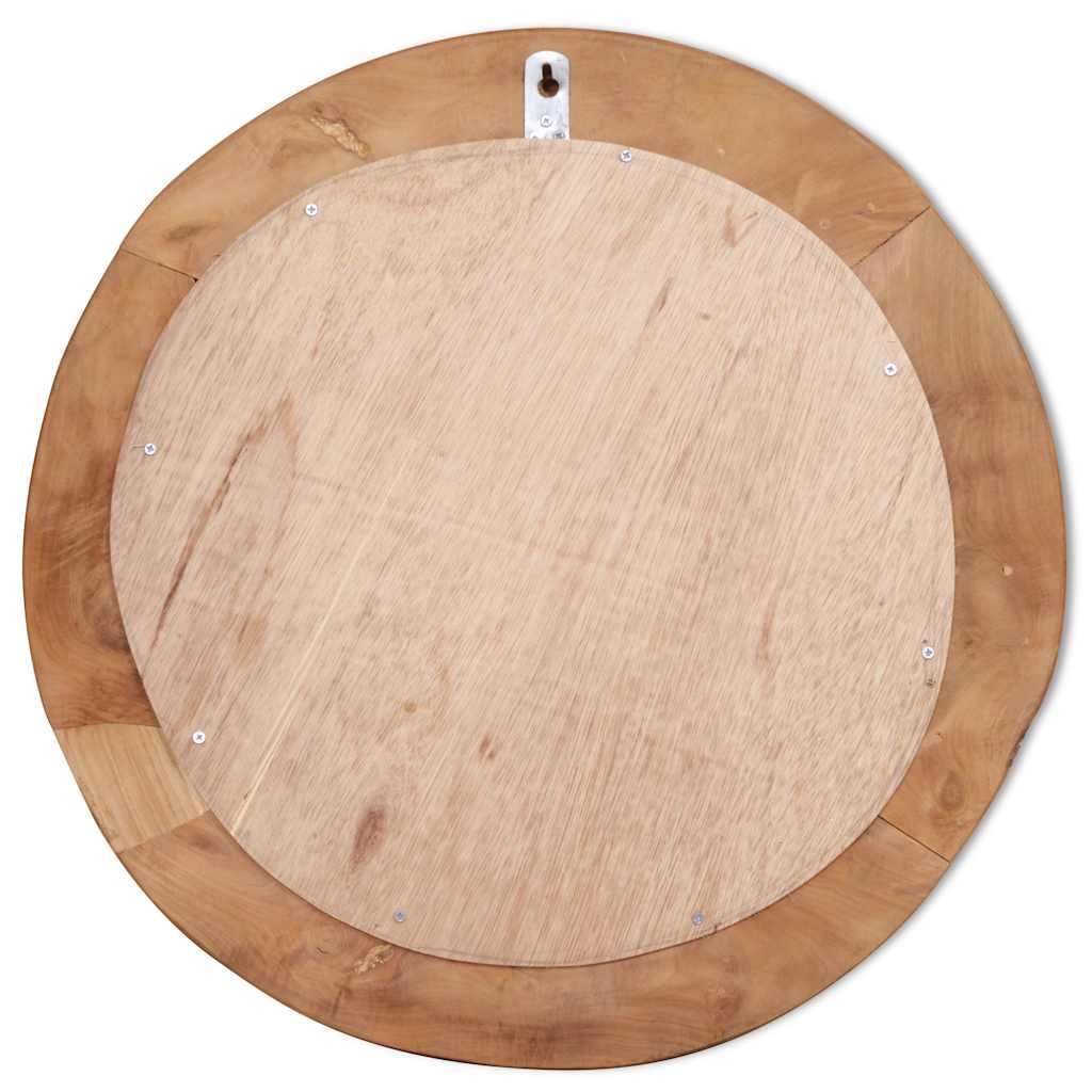 Dekorativt speil teak 60 cm rundt