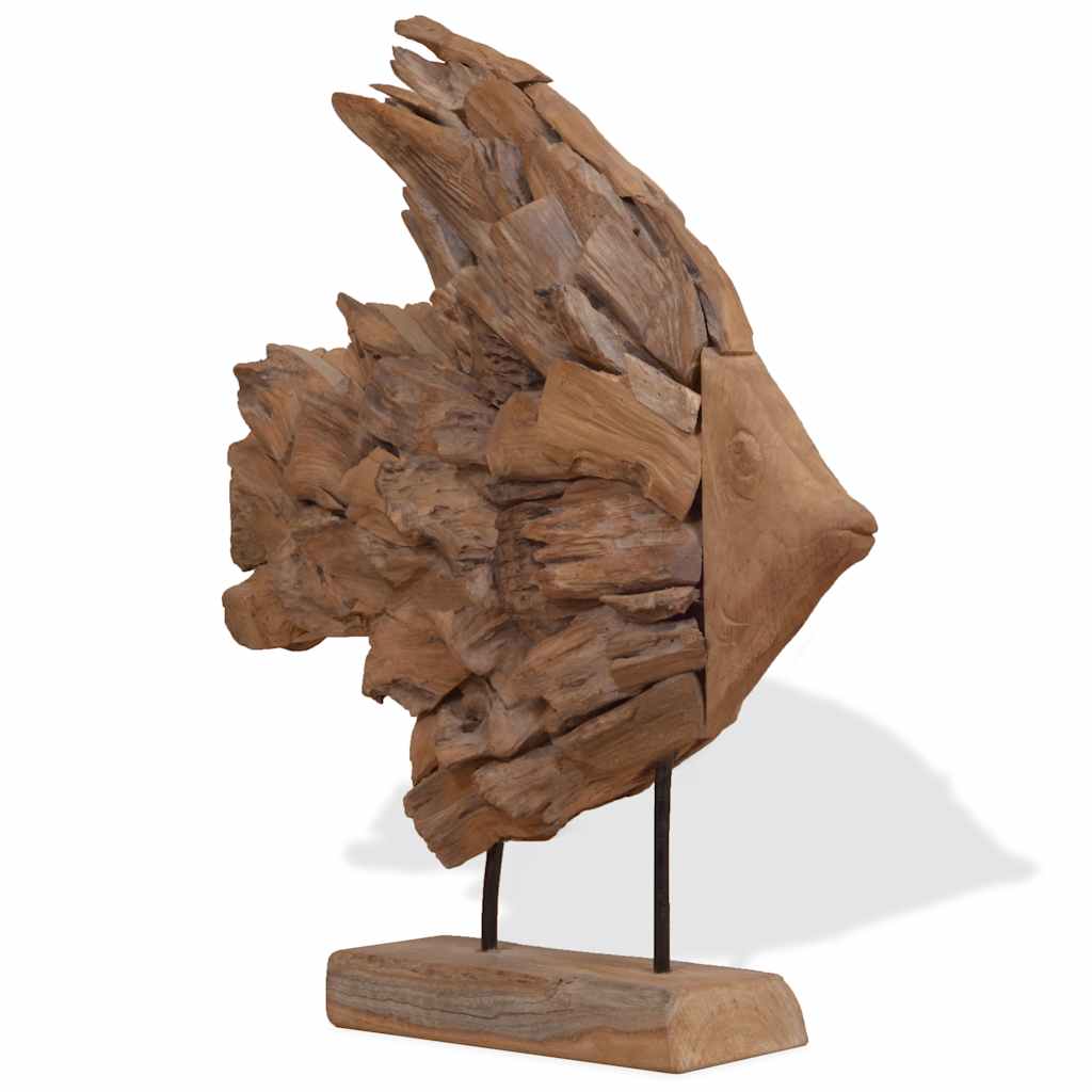 Fiskeskulptur teak 40x12x57 cm