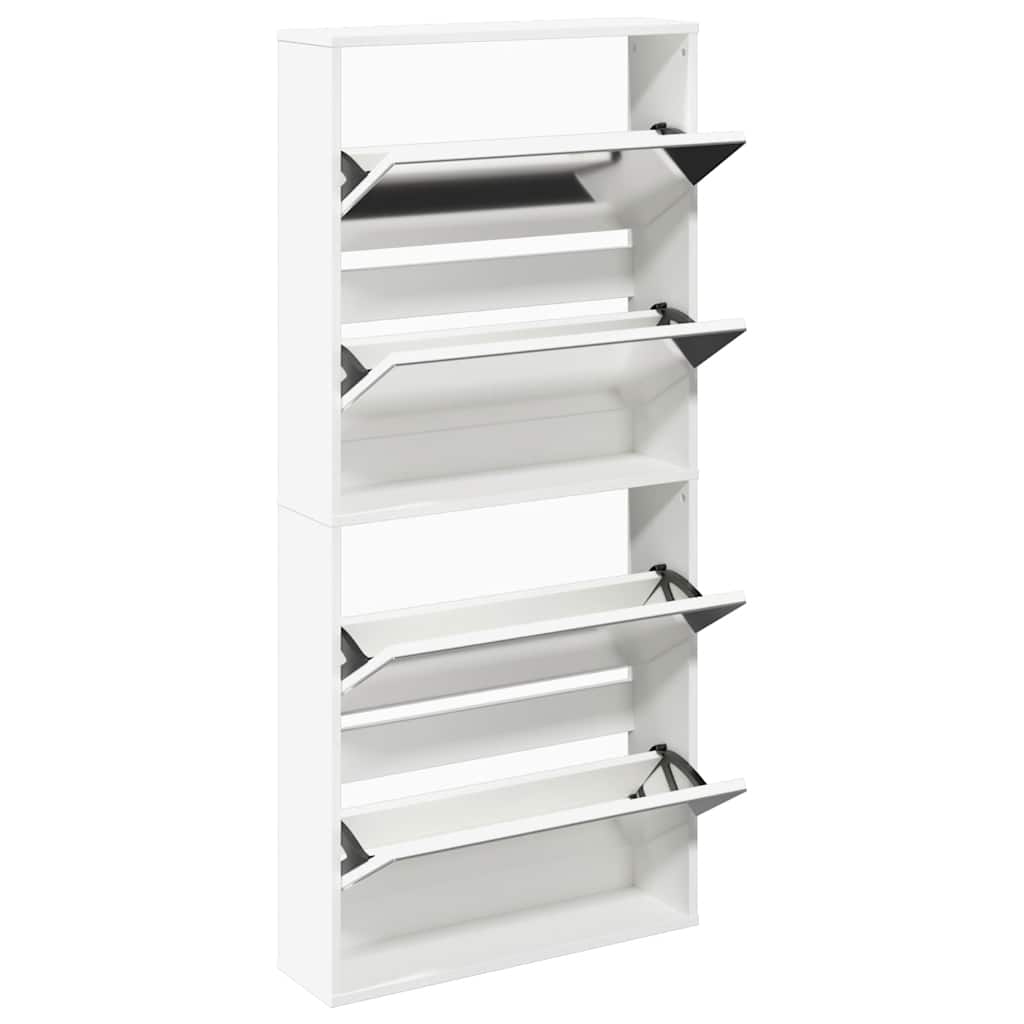 Skoskap 4 hyller speil hvit 63x17x134 cm