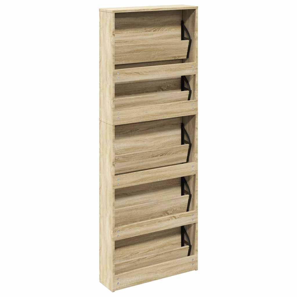 Skoskap 5 hyller speil eik 63x17x169,5 cm
