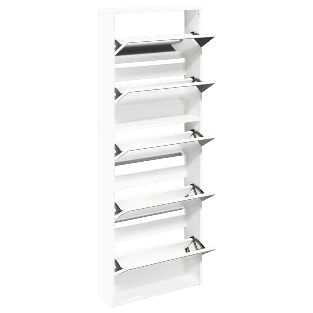 Skoskap 5 hyller speil hvit 63x17x169,5 cm