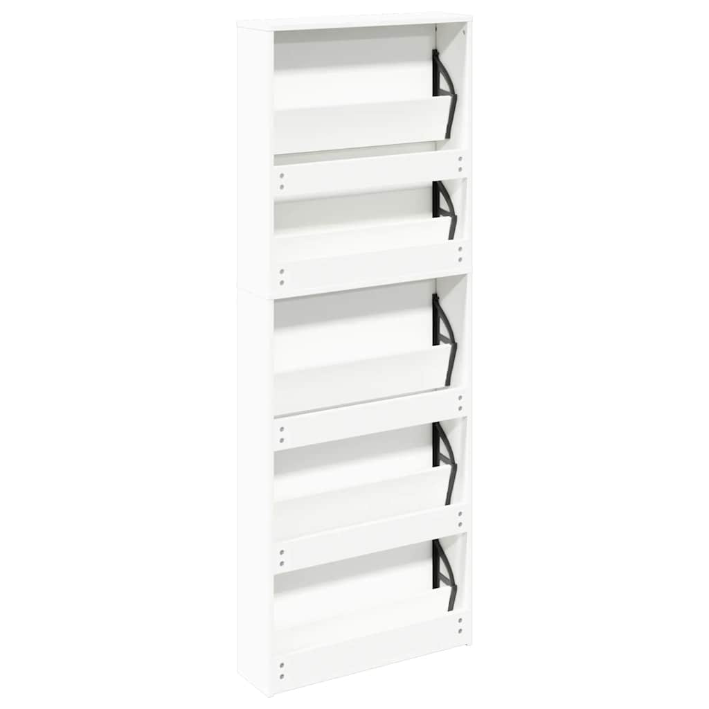 Skoskap 5 hyller speil hvit 63x17x169,5 cm