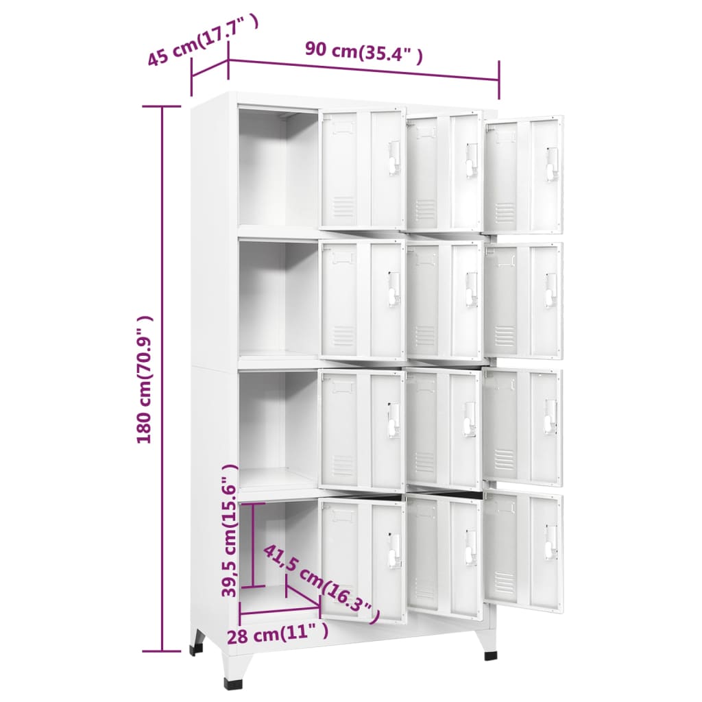 Garderobeskap med 12 rom 90x45x180 cm