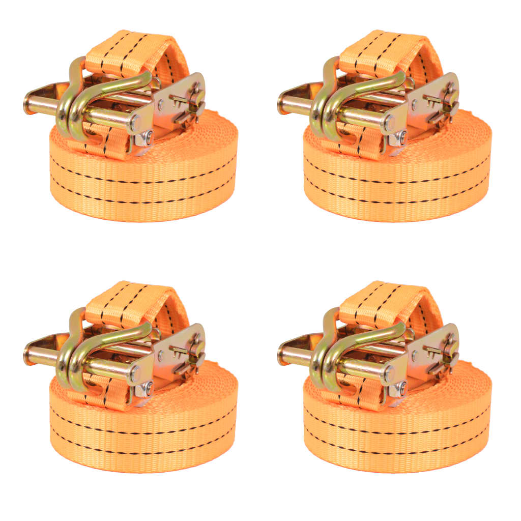 Jekkestropper med skralle 4 stk 1 tonn 6mx38mm oransje