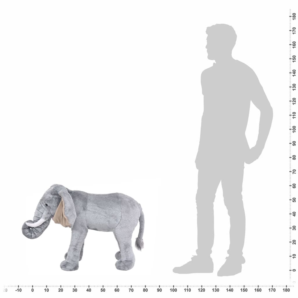 Stående lekeelefant plysj grå XXL