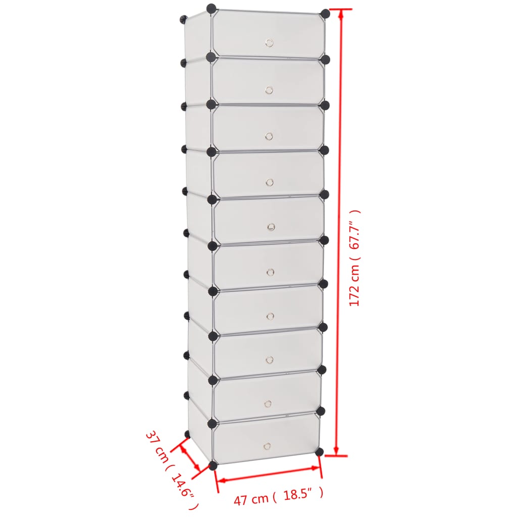 Skoskap med arrangør 10 rom hvit