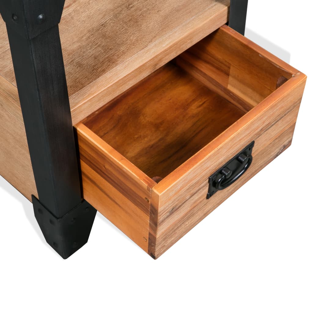 Nattbord heltre akasie stål 40x30x54 cm
