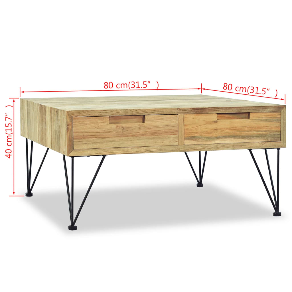 Salongbord 80x80x40 cm massiv teak