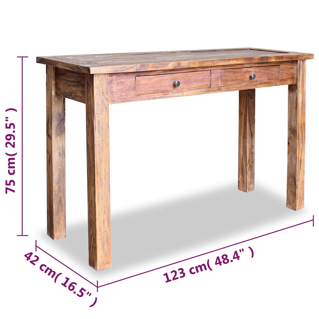 Konsollbord heltre mahogni 123x42x75 cm