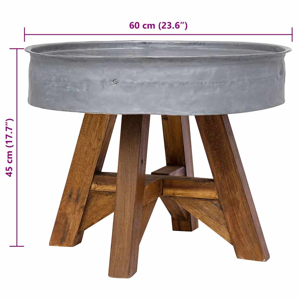 Salongbord blandet gjenvunnet tre 60x45 cm sølv