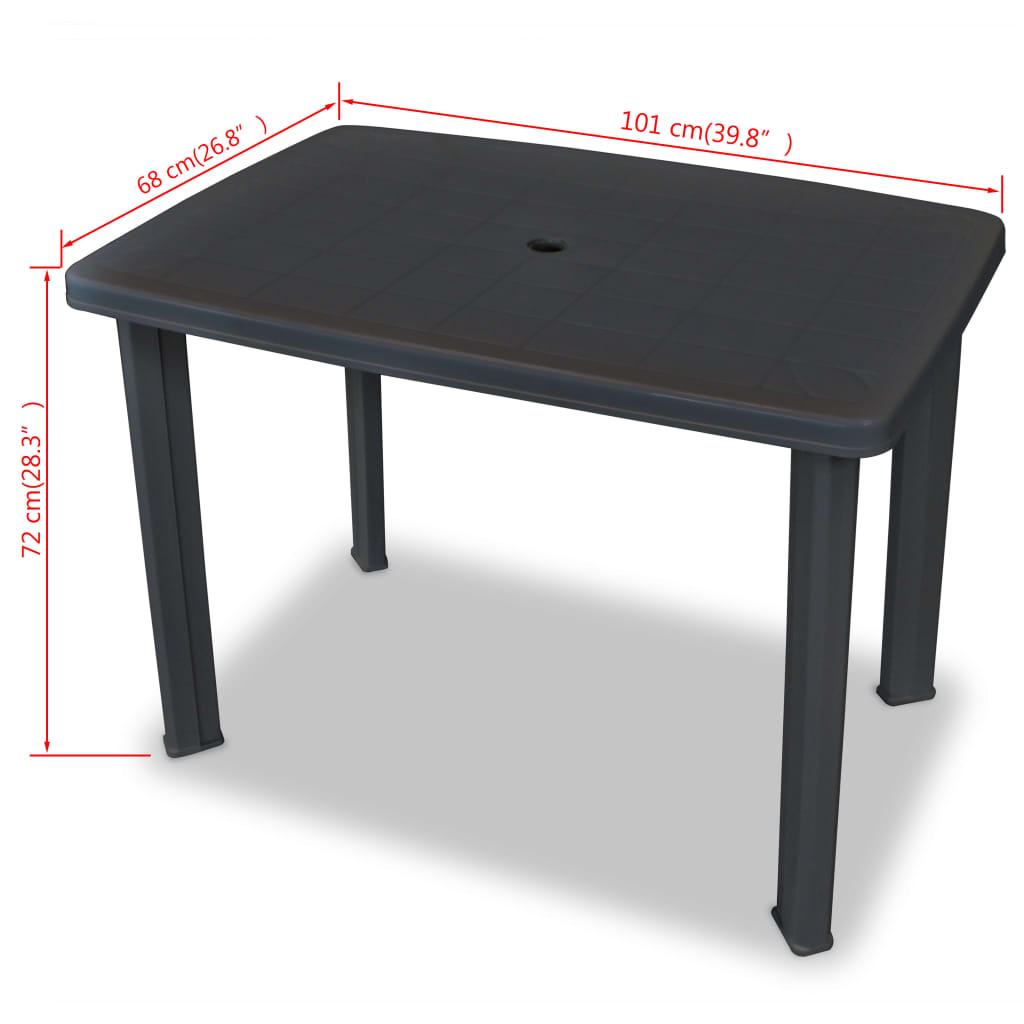 Hagebord antrasitt 101x68x72 cm plast