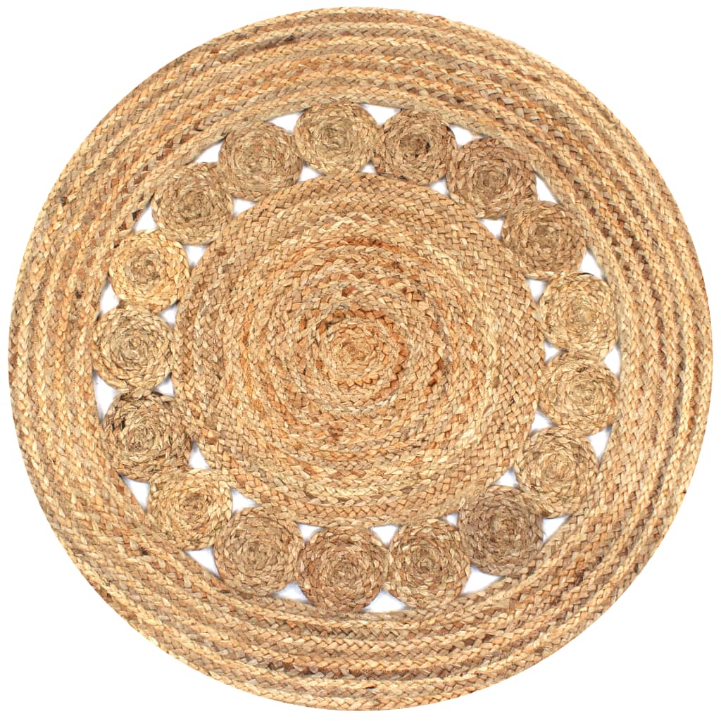 Matte flettet jute 90 cm rund